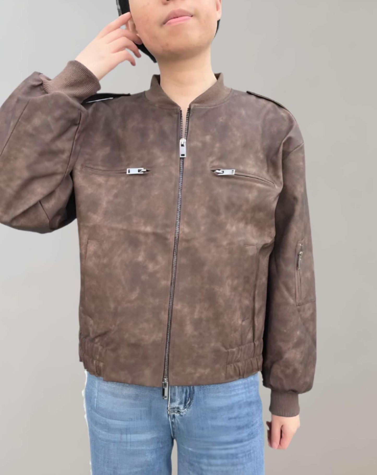 Kurze, modische Lederjacke für Damen - Roslyn