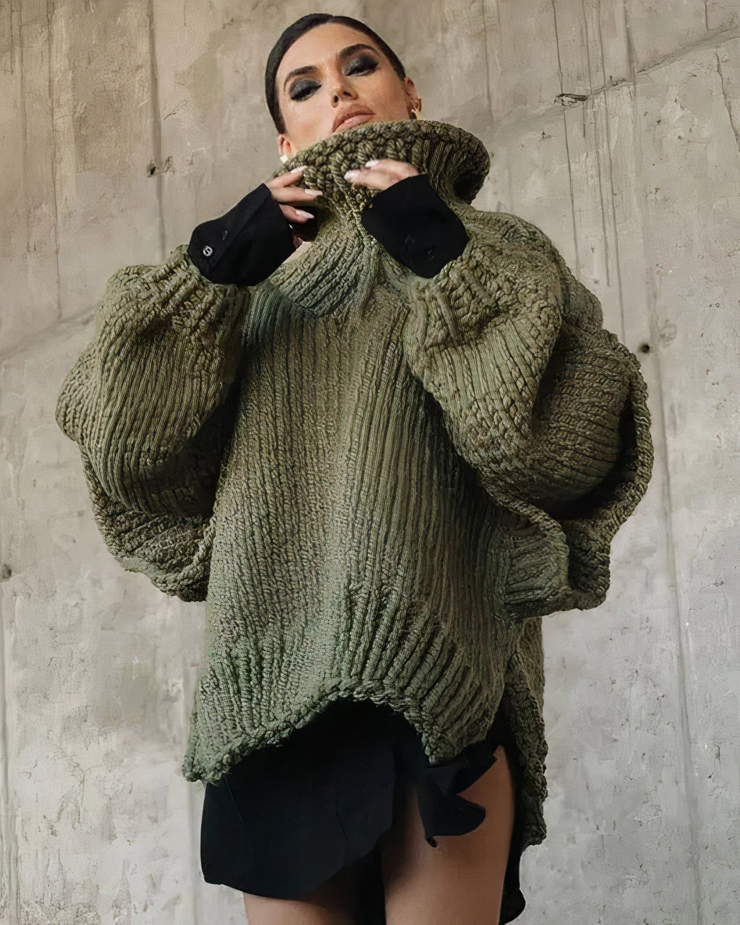 Strickpulloverkleid für Damen - Katzenmotiv