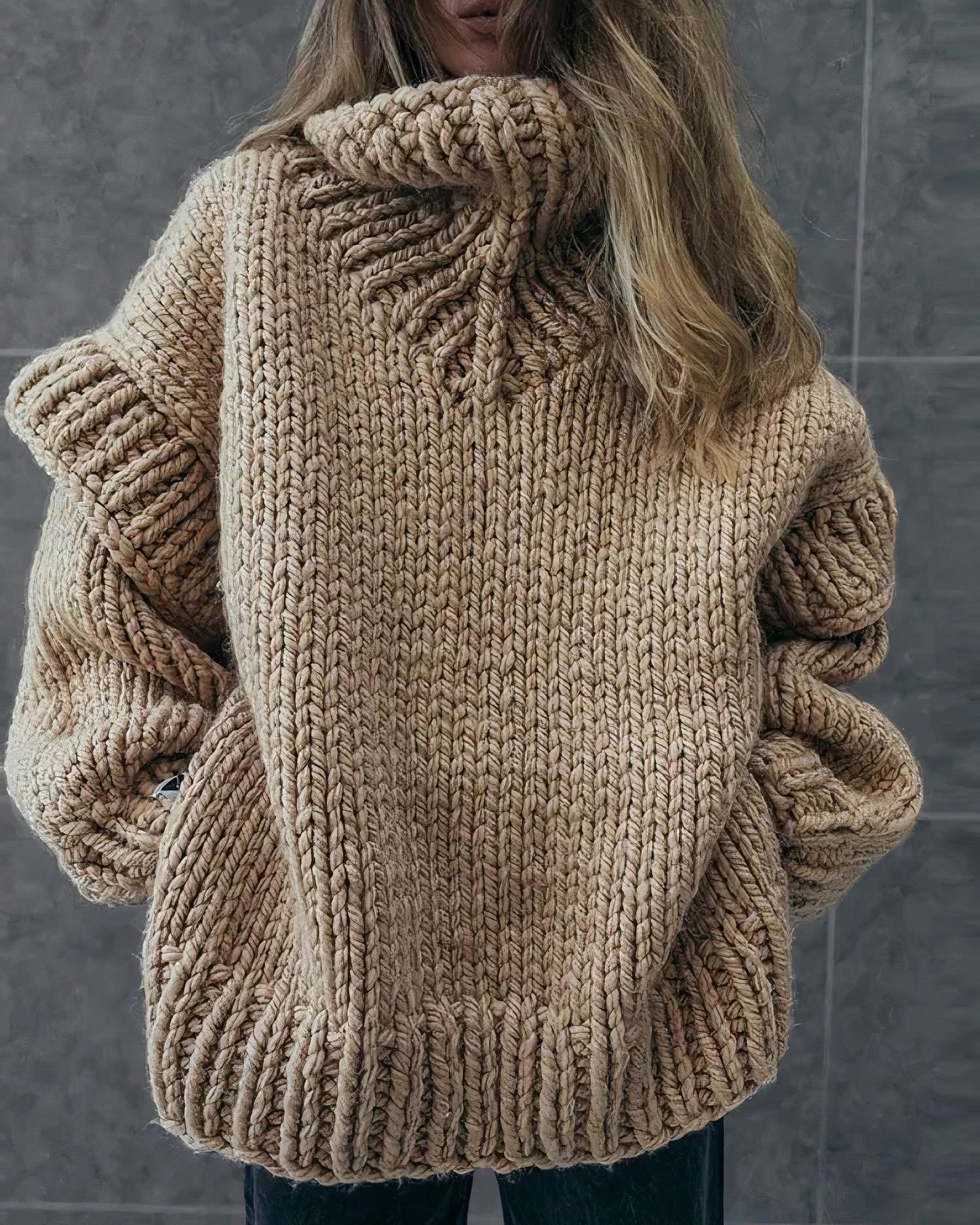 Strickpulloverkleid für Damen - Katzenmotiv