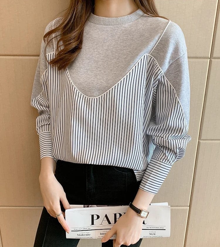 Fudus Sweatshirts mit trendigem Streifenmuster