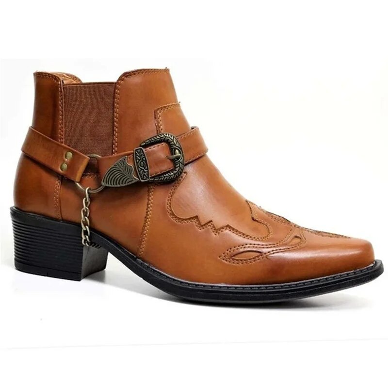 Gillis Herren Leder Cowboy Motorrad Stiefel