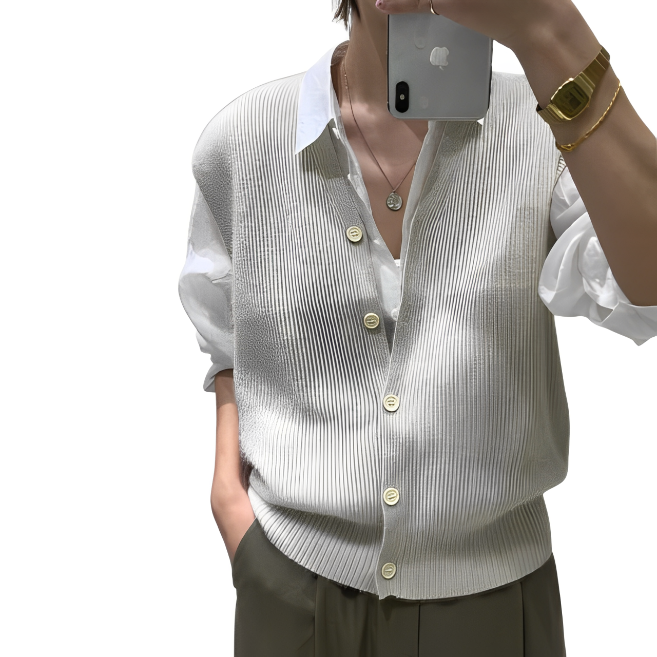 Alva: Angenehme Kaschmirweste mit Knöpfen