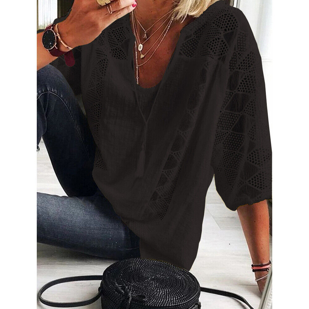 Fudus Plus-Size 3/4 Sleeve Tunic Shirt