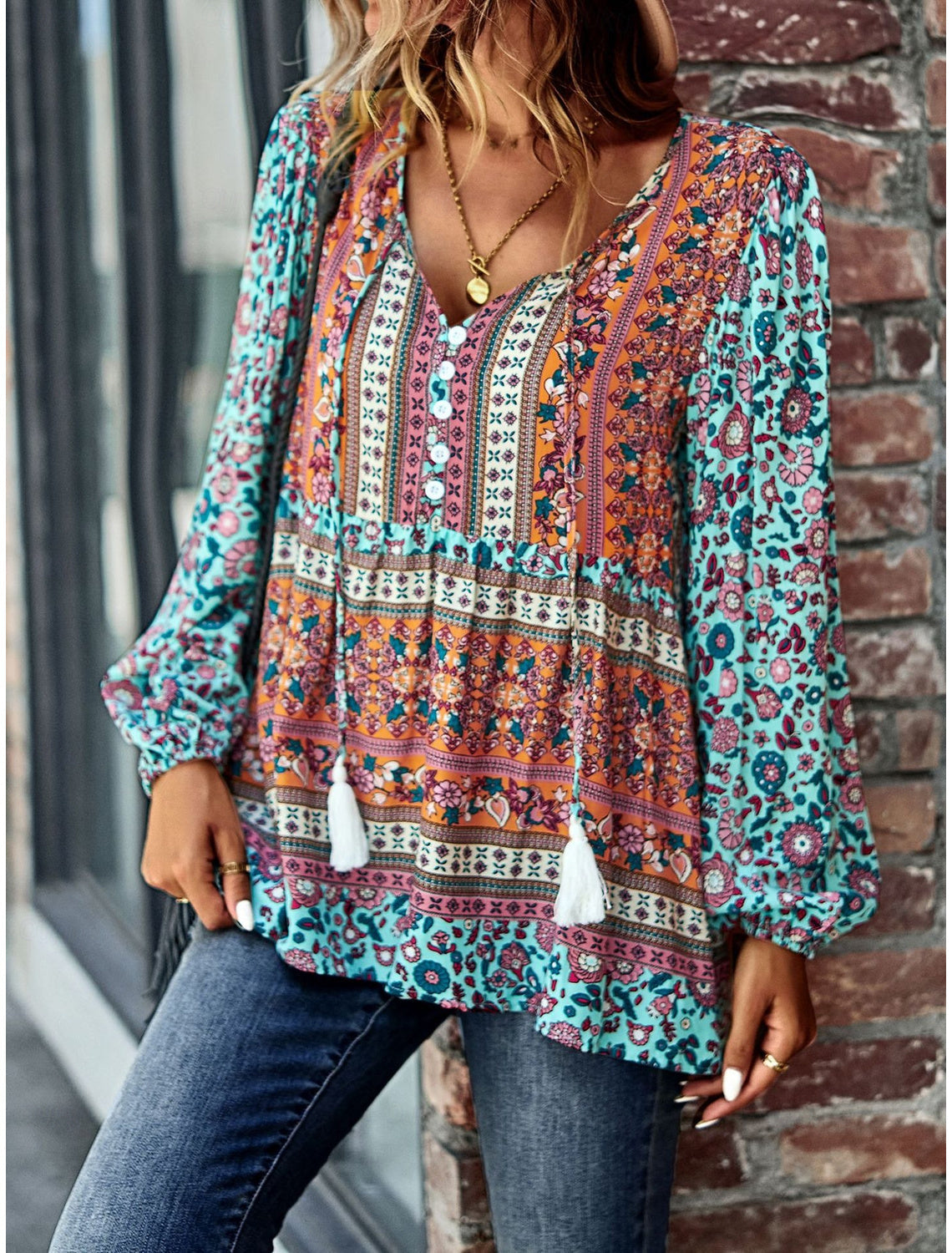 Elegante Boho-Bluse für Damen - Edeltraud