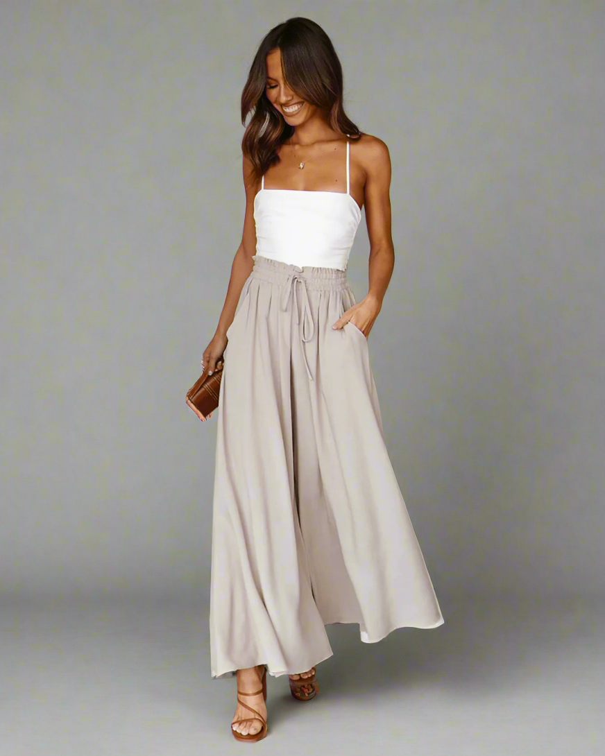 Elegante Damenhose mit hoher Taille und weitem Bein