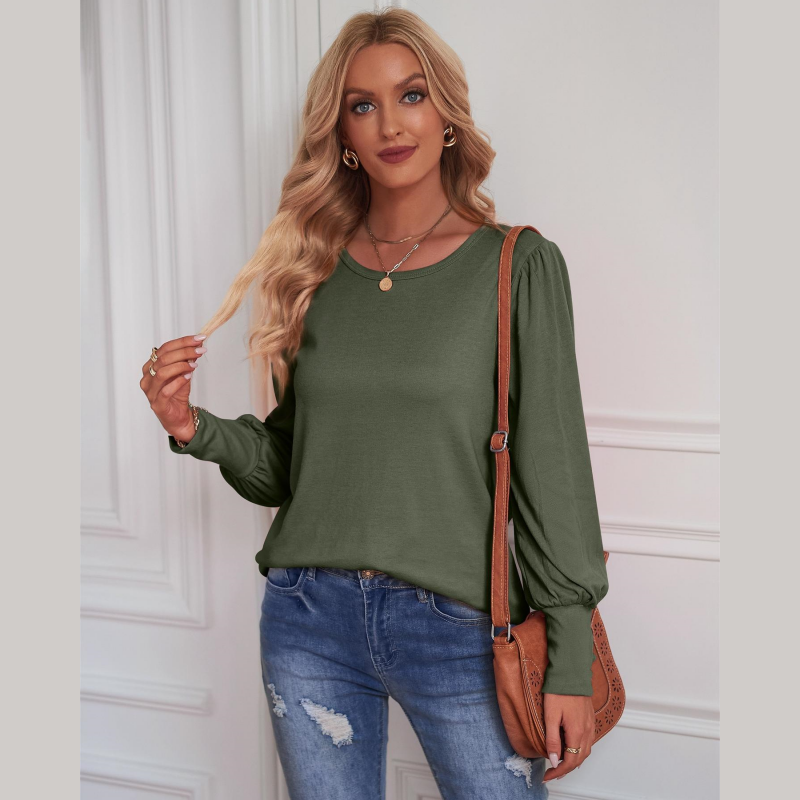 Damen-Pullover Nellek: Klassischer Rundhals mit Puffärmeln