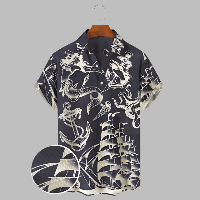 Stanislaw Sommer-Ankerhemd für Herren im Vintage-Stil