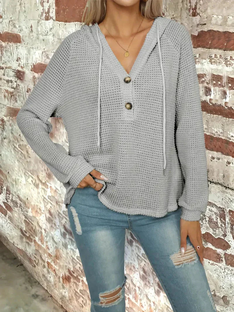 Fudus Kapuzenpullover: Knopfverschluss & Kordelzug