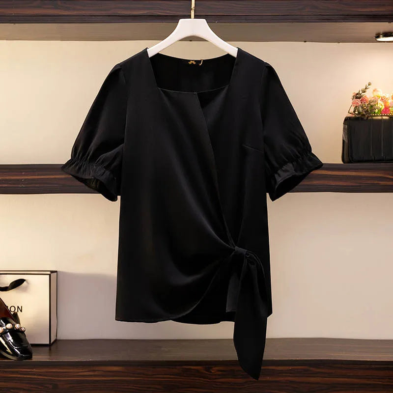 Fudus Designer Tops with Ruffled Hem in Sizes 5-9XL