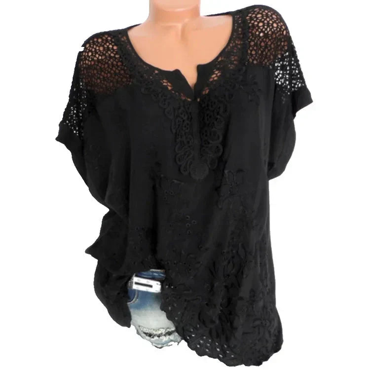 Fudus Fashion Designer T-shirt: Transparent 6XL Blouse