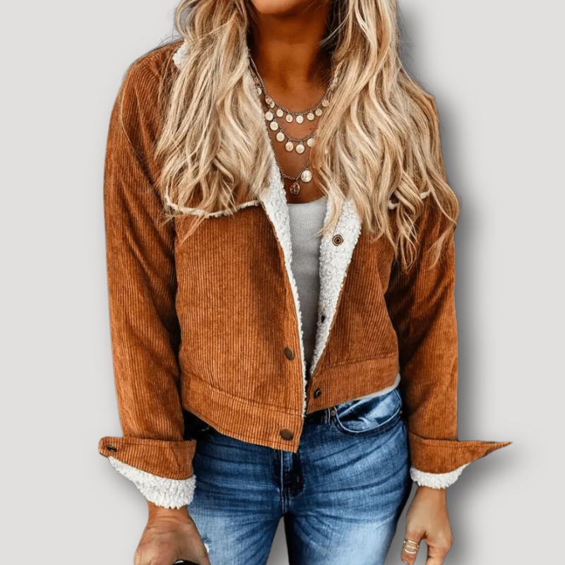 Briarwyn Retro Corduroy Sherpa Jacket with Soft Plush