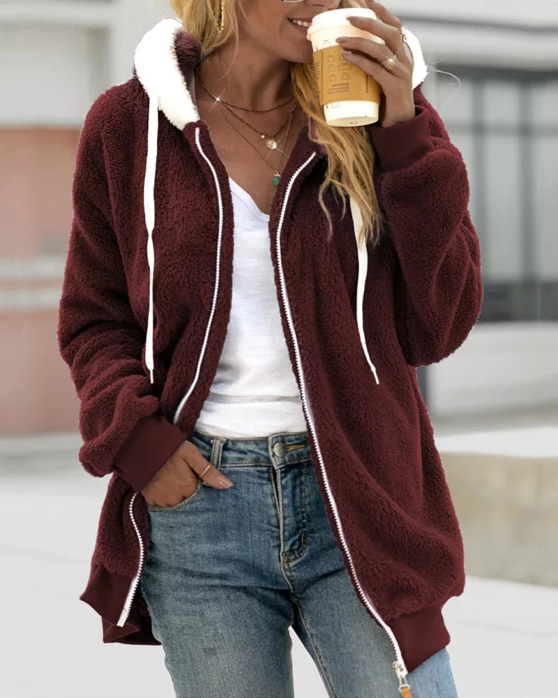 Krohn-e | Damen Fleece Hoodie Mit Reißverschluss
