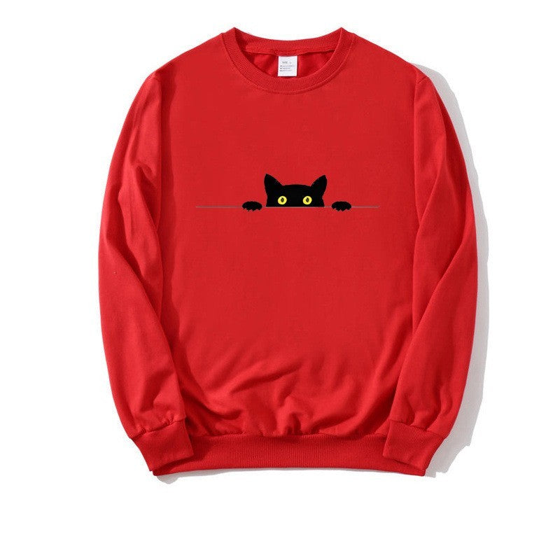 Komfortables Damen-Sweatshirt mit schwarzem Katzenaufdruck