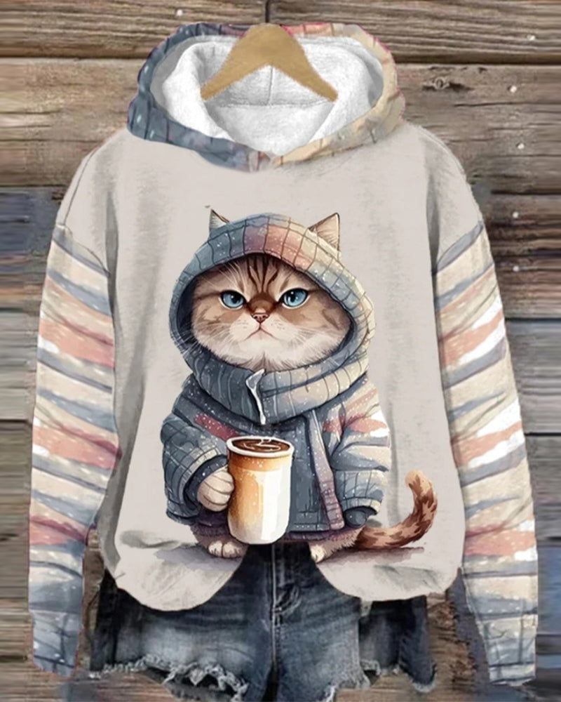 Katzen-Kapuzenpullover von Fudus mit langen Ärmeln