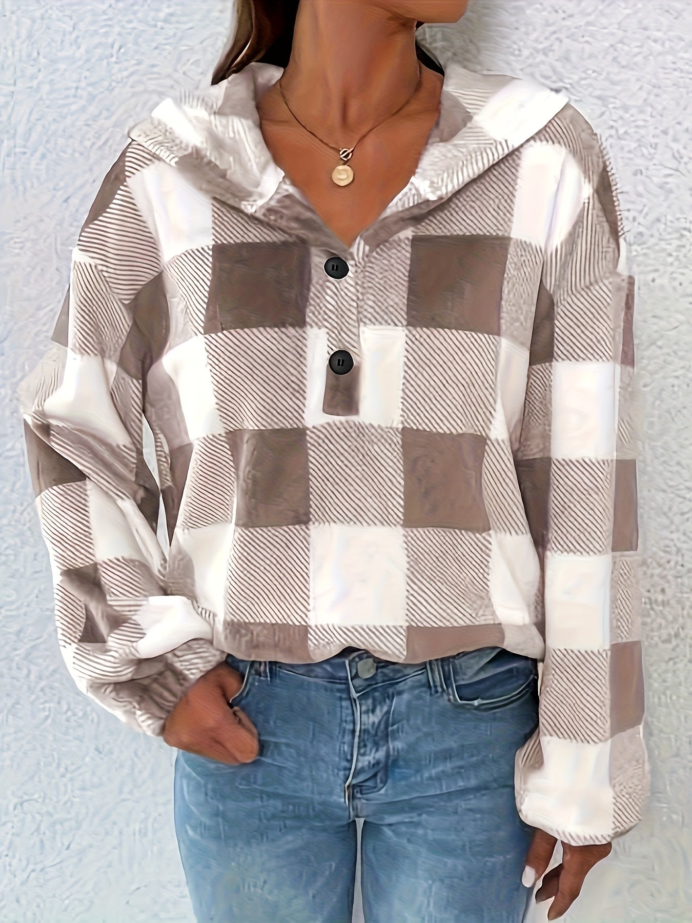 Krohn-e | Flannel Karierter Hoodie Baumwolle und Polyester Trendig und Komfortabel