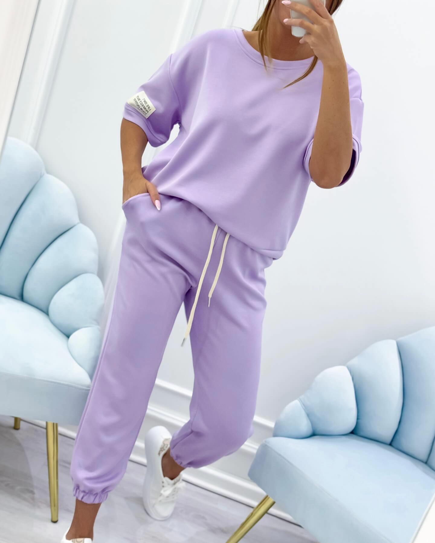KROHN-E Damen Kurze Ärmel Set Entspannte Passform Vielseitiges Design