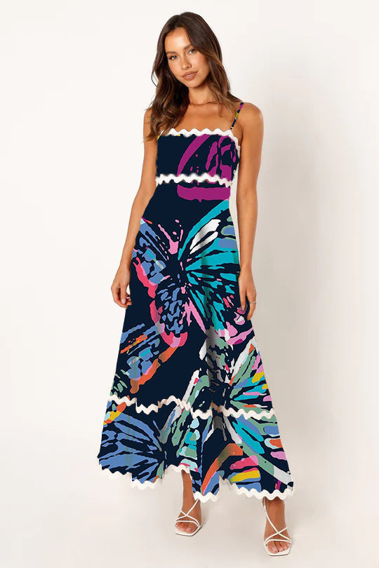 Fudus Einfarbiges Spitzen-Trägeroberteil-Kleid