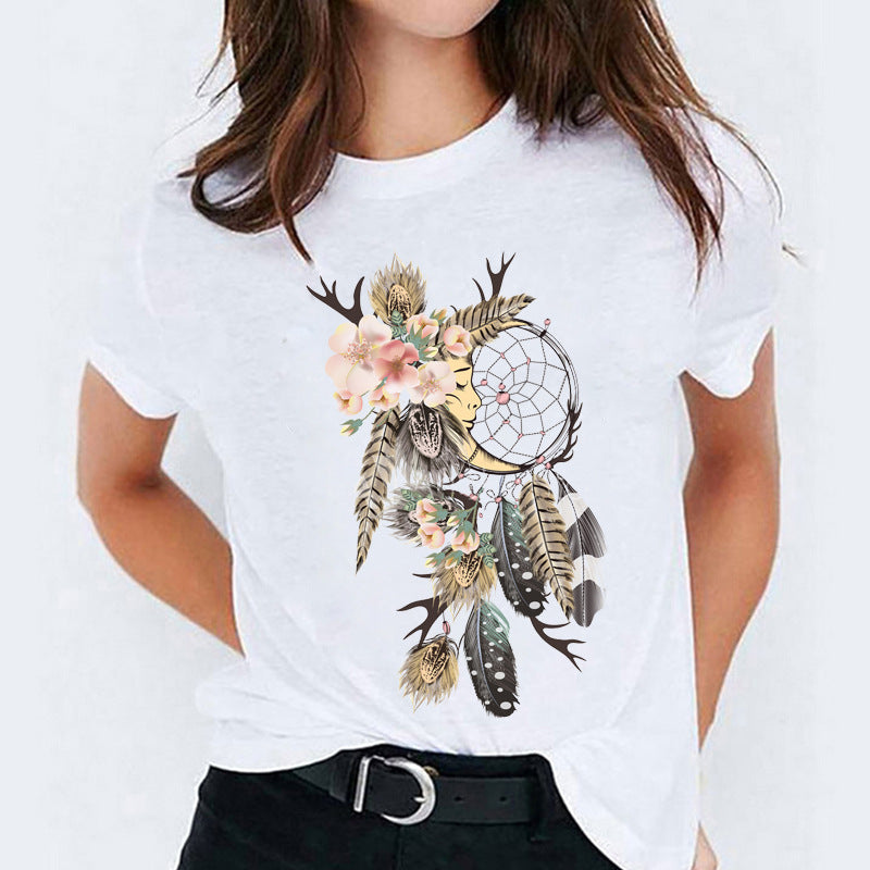 Süßes Cartoon-Shirt mit kurzen Ärmeln von Fudus