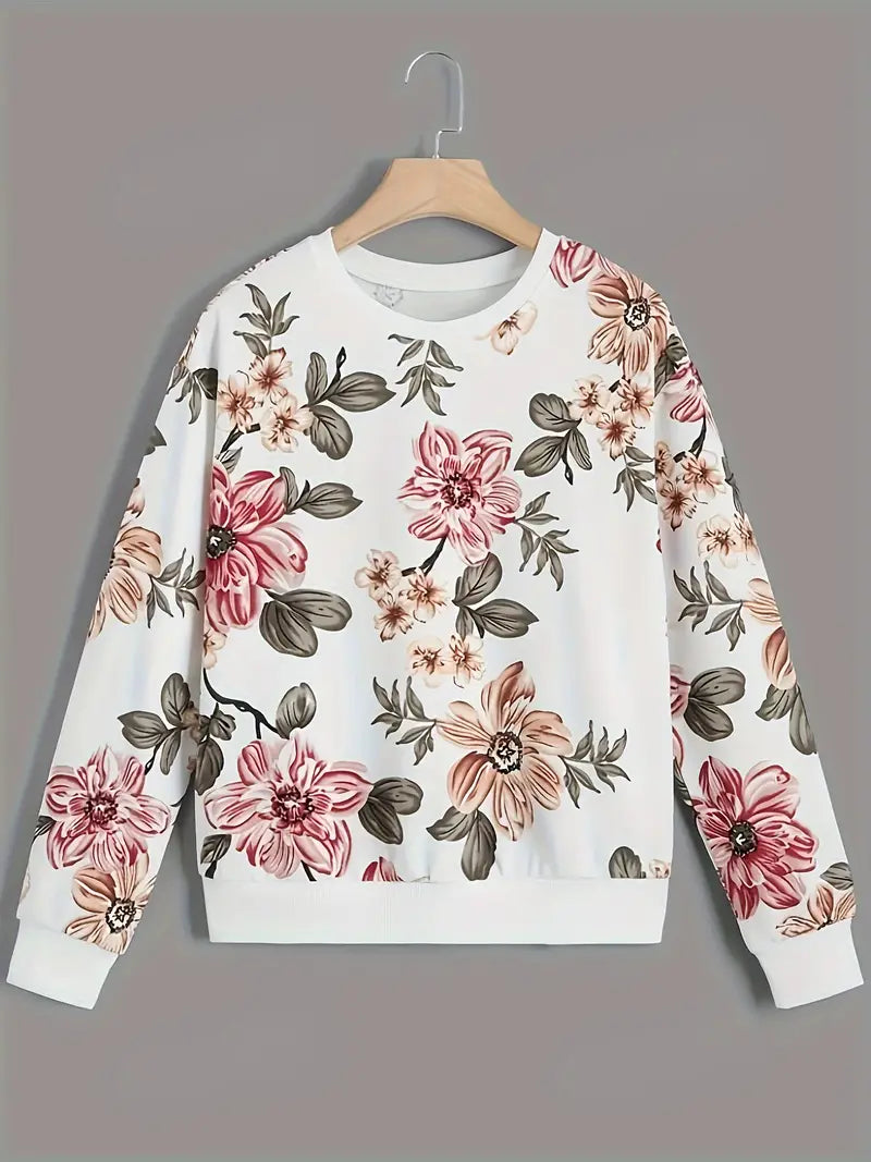 Fudus: Elegantes Sweatshirt mit floralem Rundhals-Ausschnitt