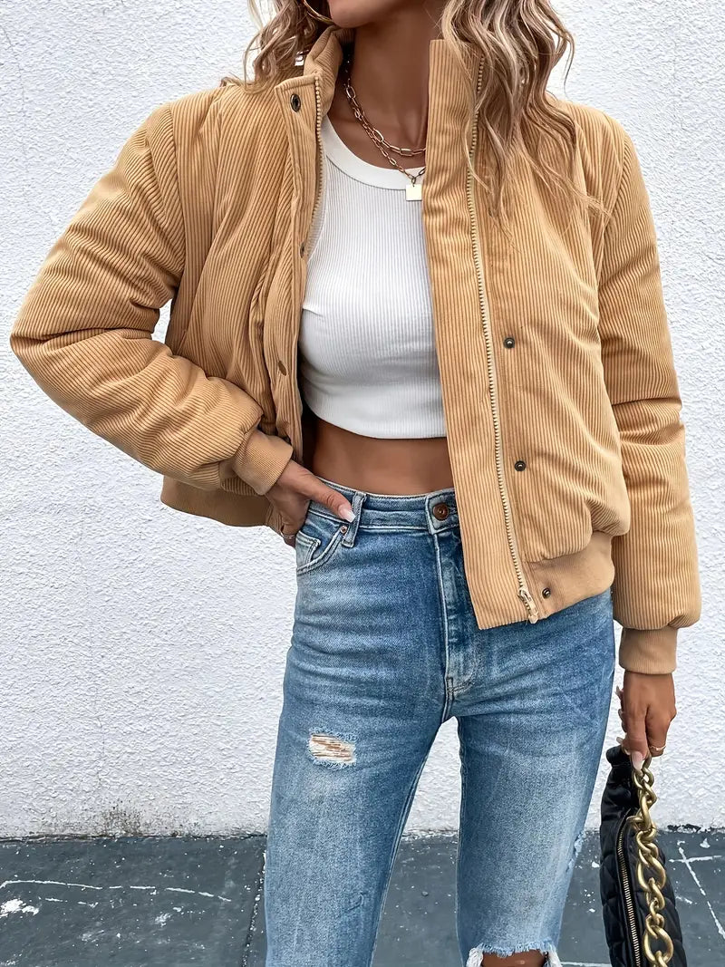 Krohn-e | Cordjacke mit Reißverschluss und Knopfverschluss
