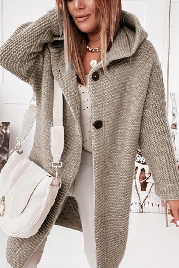 Krohn-e | Strickjacke mit Kapuze Lockerer Schnitt Weich und Warm