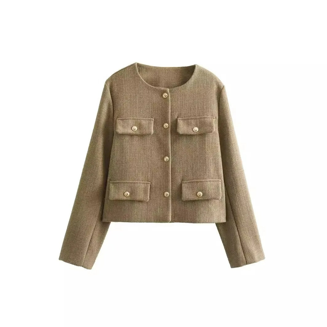Krohn-e | Elegant und schicke Damen Blazerjacke mit Struktur und Knöpfen