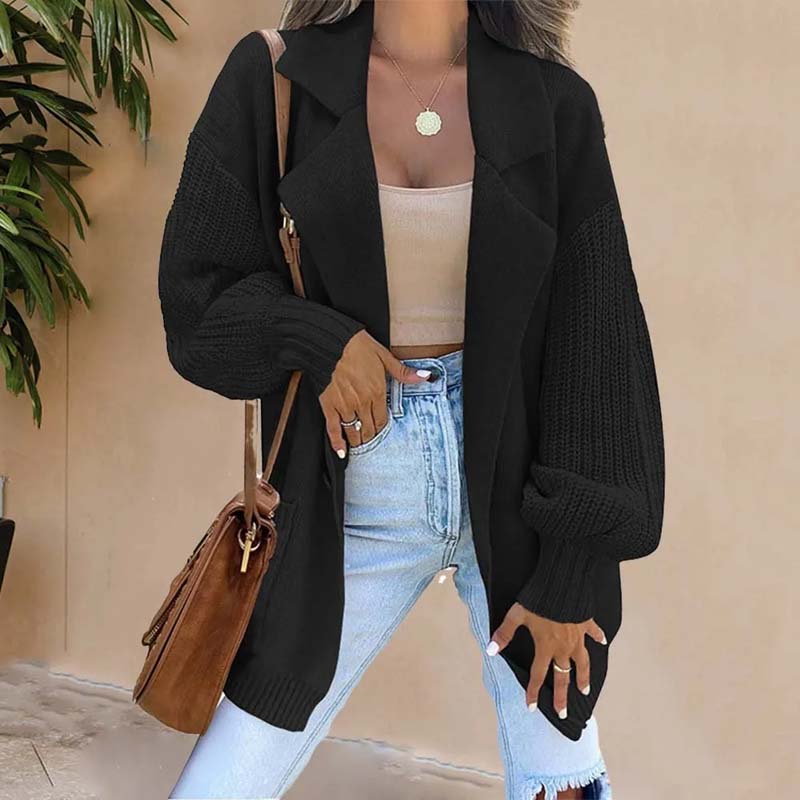 Krohn-e | Einfarbige Zeitlose Strickjacke für Damen