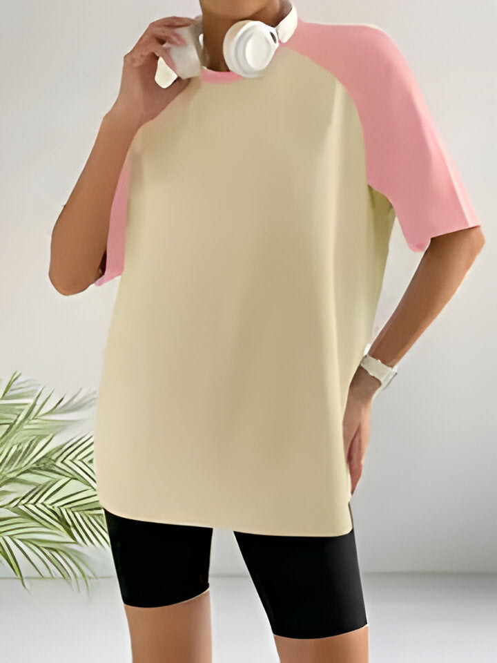 Fudus Damen-Sporthemd: Lockerer Schnitt, Farbblock-Design