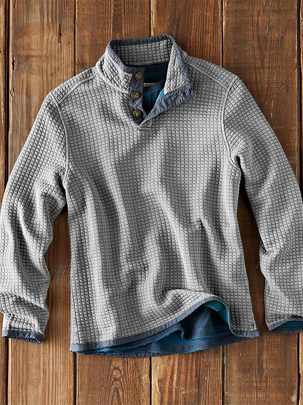 Krohn-e | Strukturiertes Waffelshirt mit Knopfdetails Baumwollmischung Warm und Robust