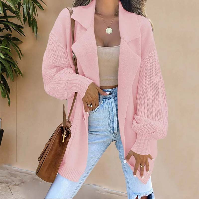 Krohn-e | Einfarbige Zeitlose Strickjacke für Damen