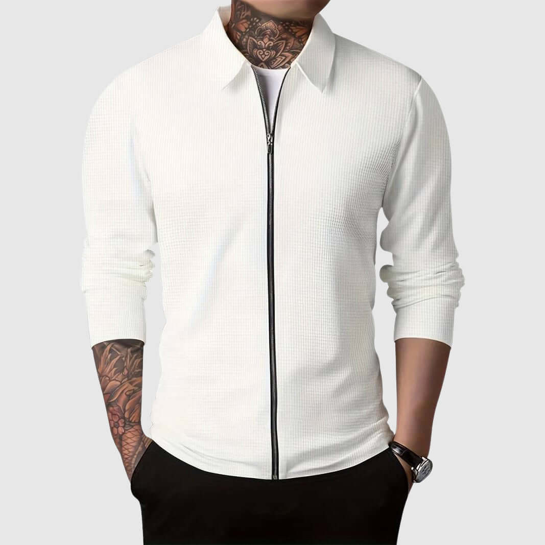 Krohn-e | Herren Waffelstrick Zip-Up Jacke