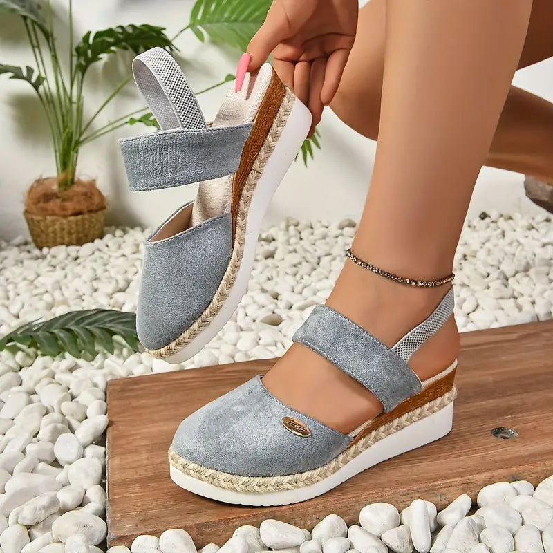 KROHN-E Damen Plateau Sandalen Verstellbare Riemen Komfort