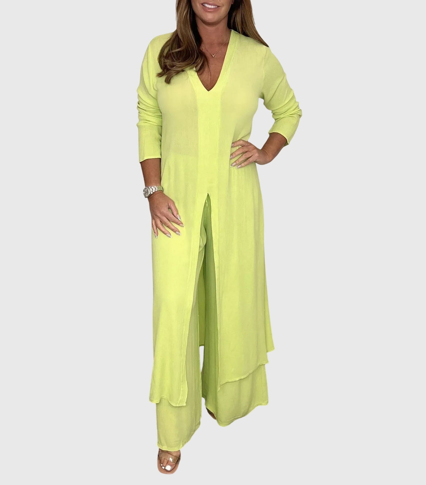 Citra | Damen Zweiteiler Longbluse und Weite Hose Set Elegant