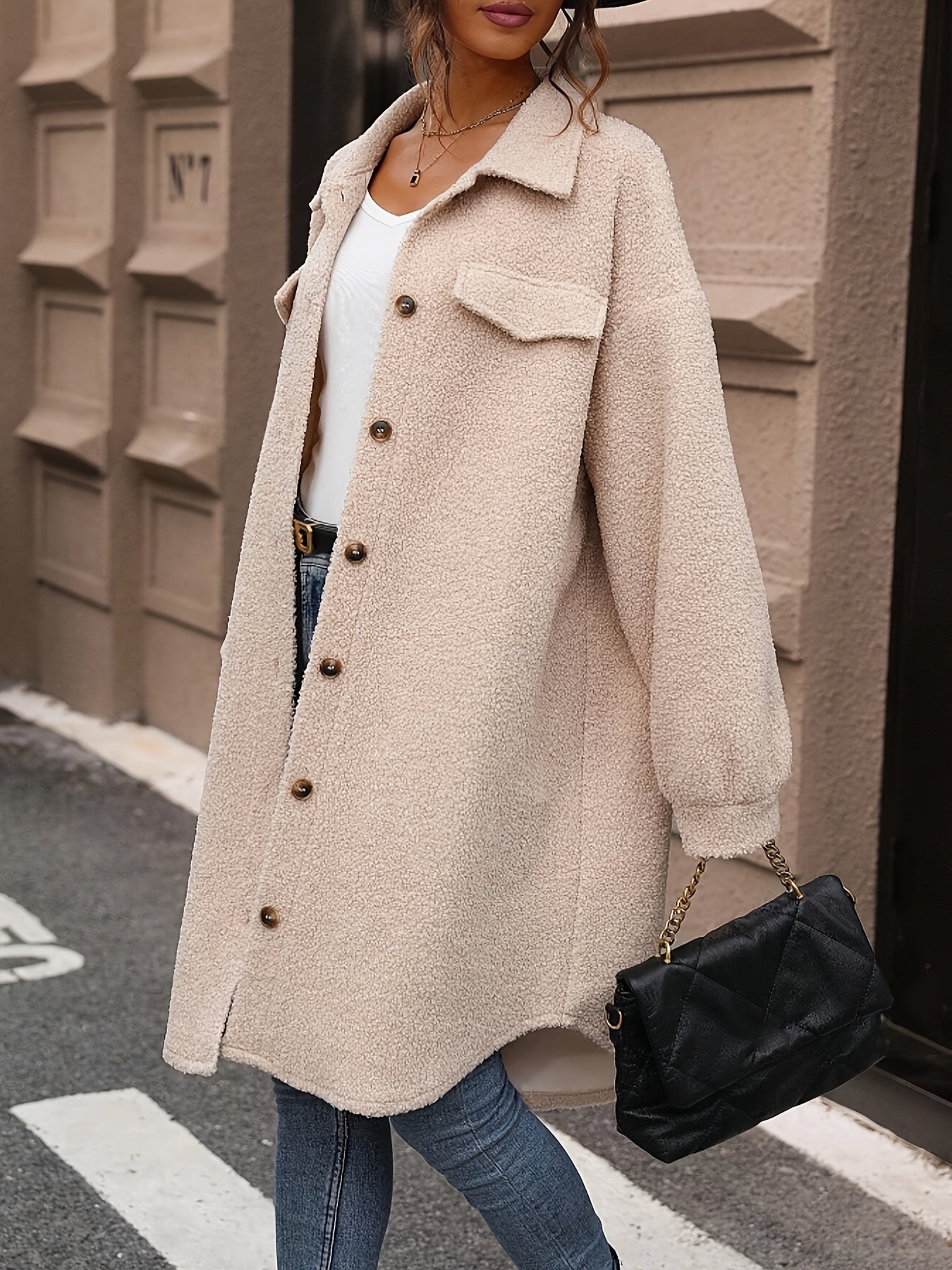 Krohn-e | Oversized Mantel mit Großen Taschen Polyester Lässig und Trendy