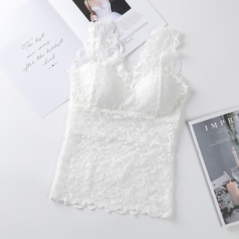 Fudus Damen Wickeltop mit Spitze