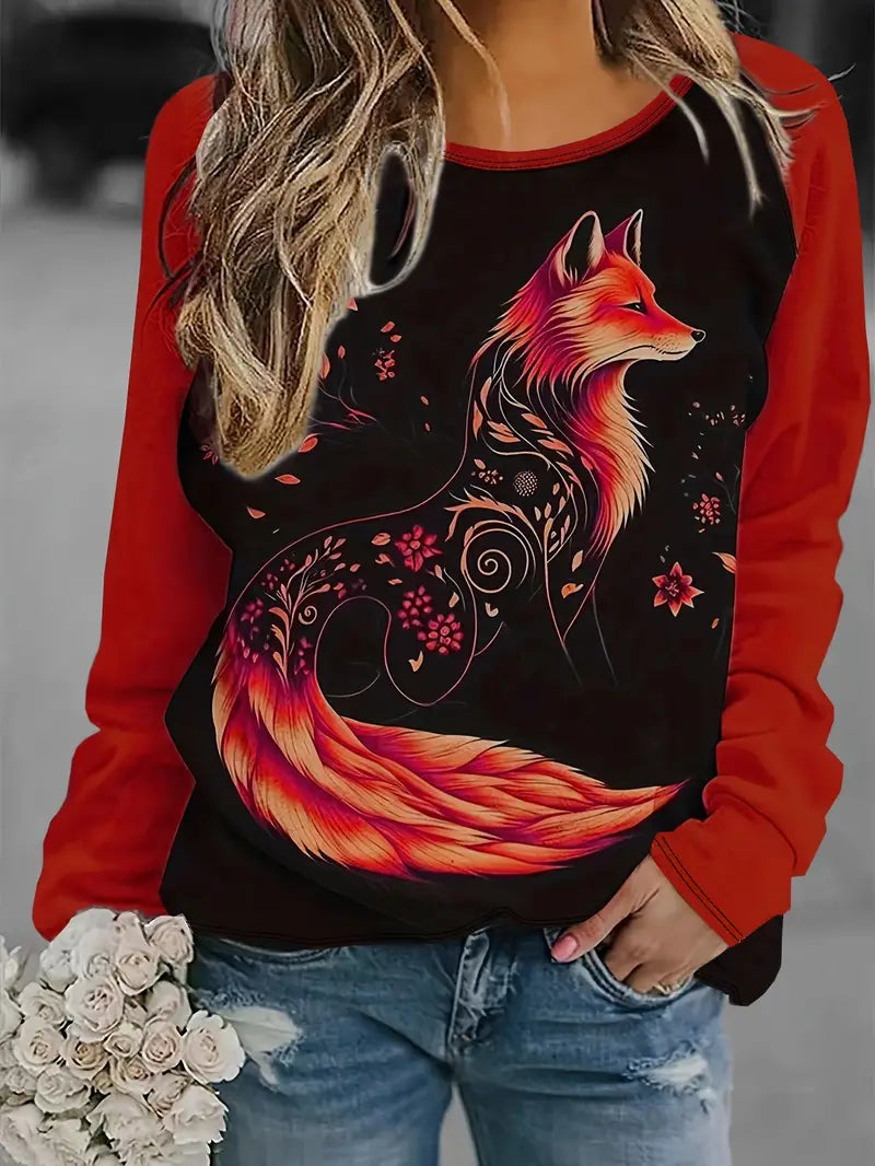 Fudus Damen Sweatshirt mit Fuchs-Grafik