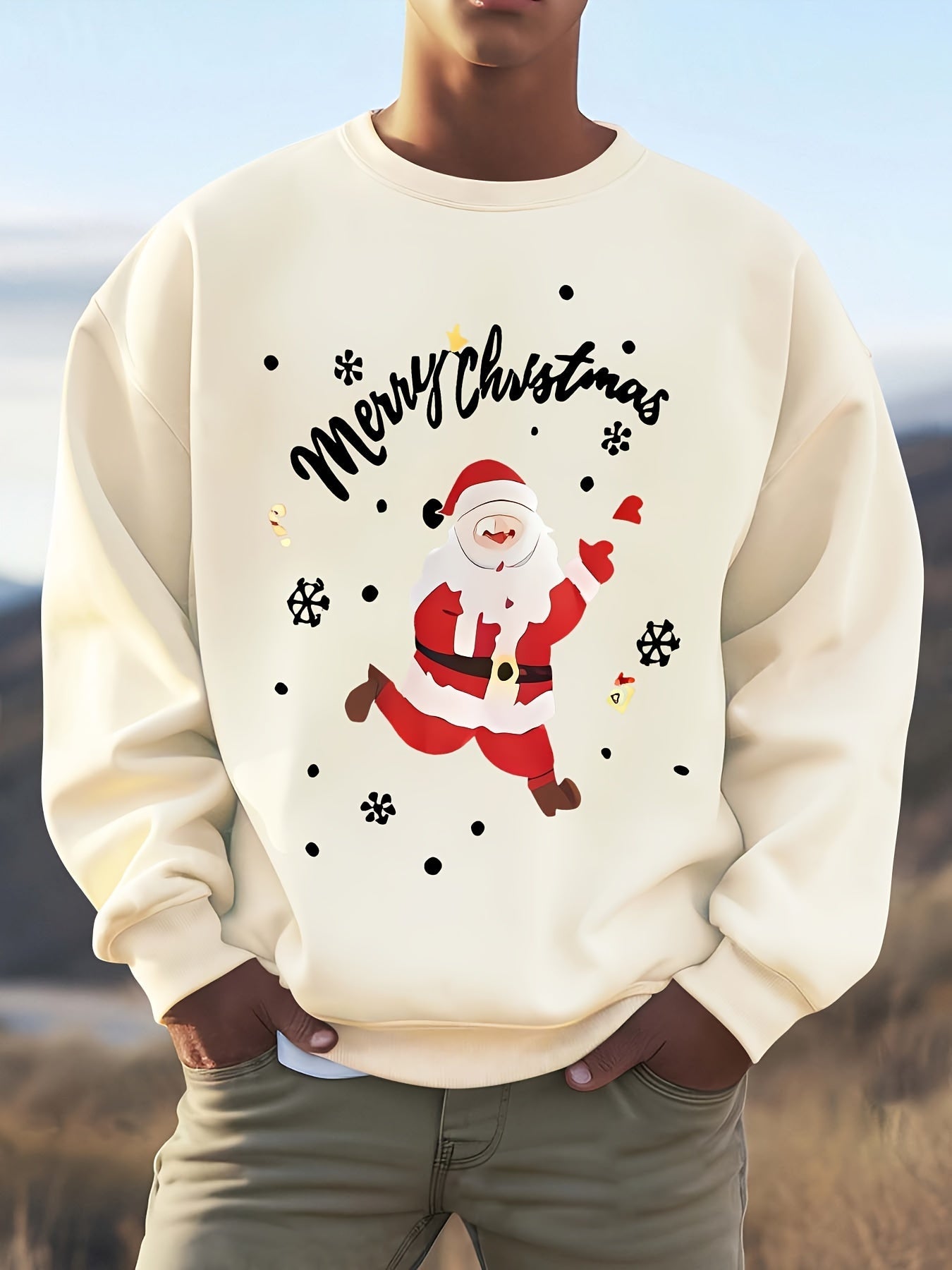 Krohn-e | Sweatshirt mit Weihnachtsmotiv Baumwolle Frohe Weihnachten Design