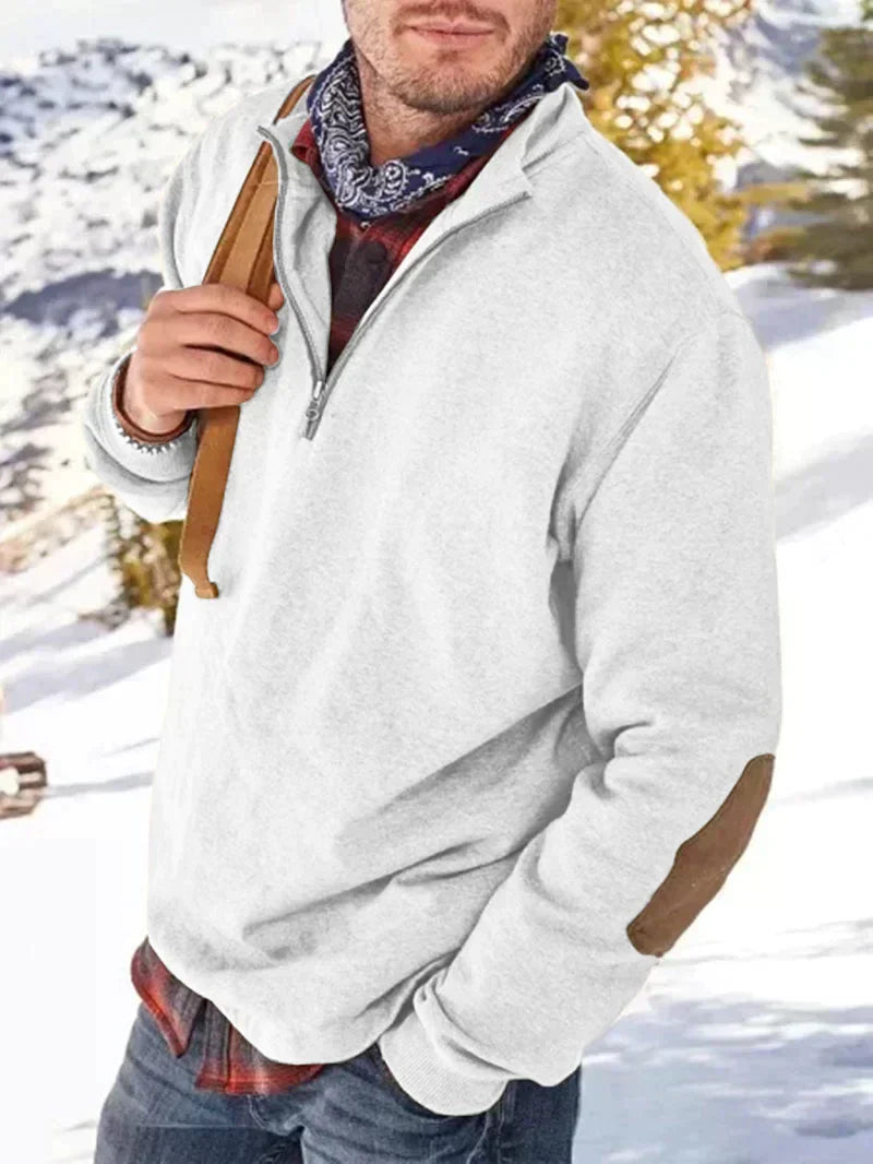 Herrenpullover mit kurzem Reißverschluss in lässiger Optik