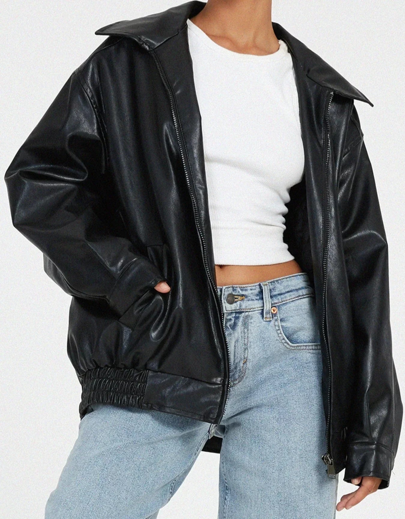 Krohn-e | Übergröße Pu Jacke Trendy Streetwear