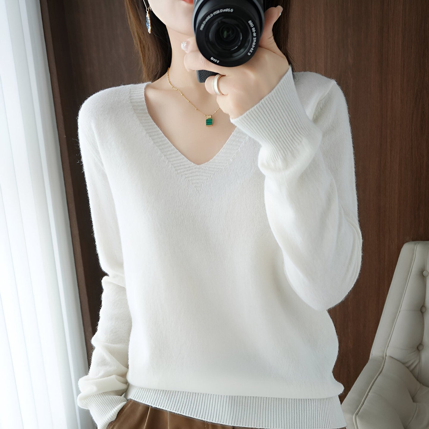 Strickpullover von Ika mit gemütlichem V-Ausschnitt
