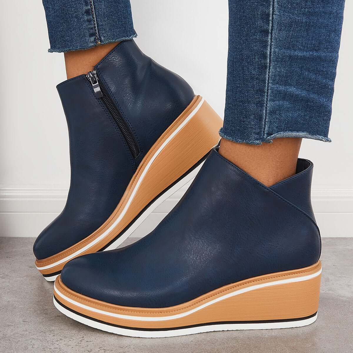 Krohn-e | Stiefeletten mit Reißverschluss und Plateau