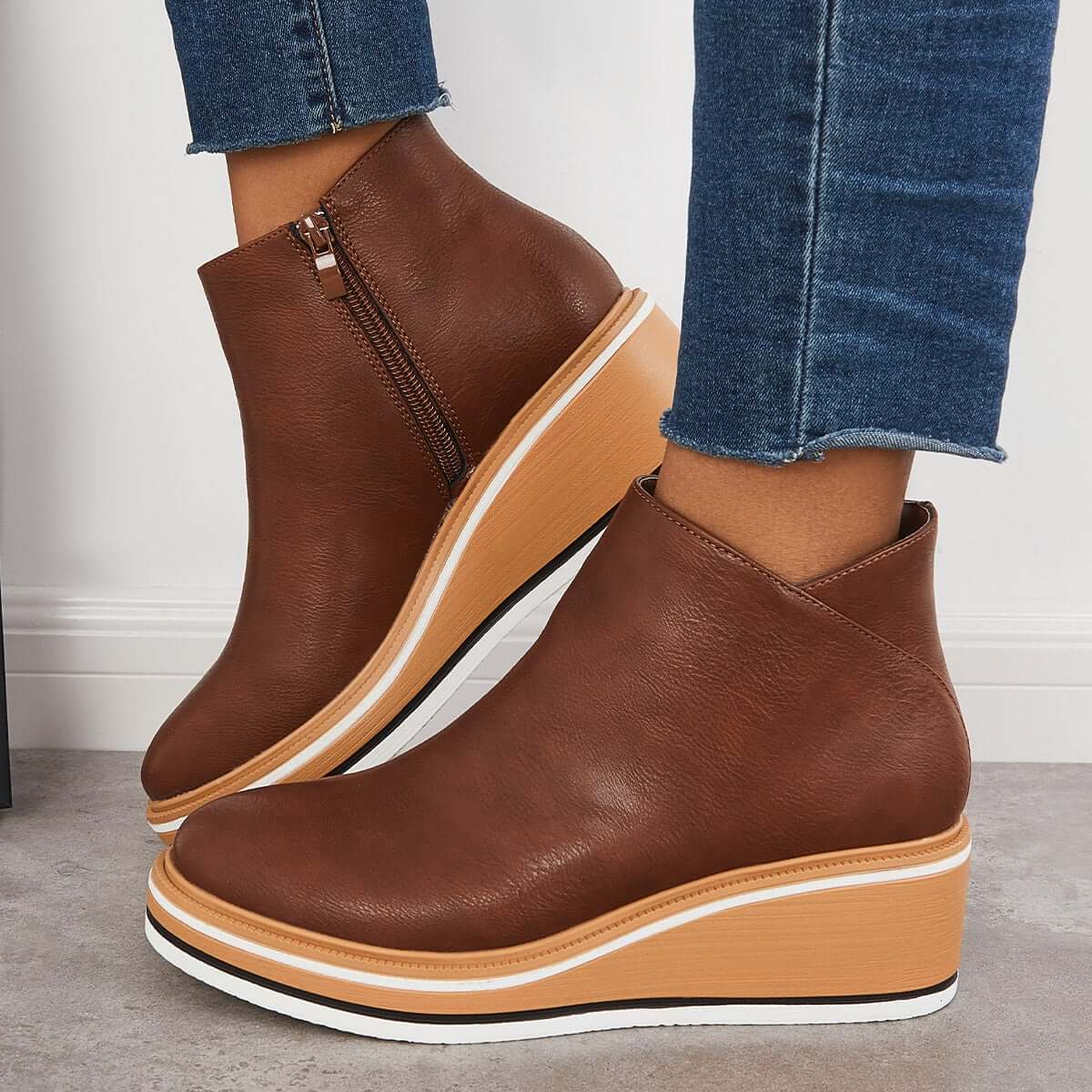 Krohn-e | Stiefeletten mit Reißverschluss und Plateau