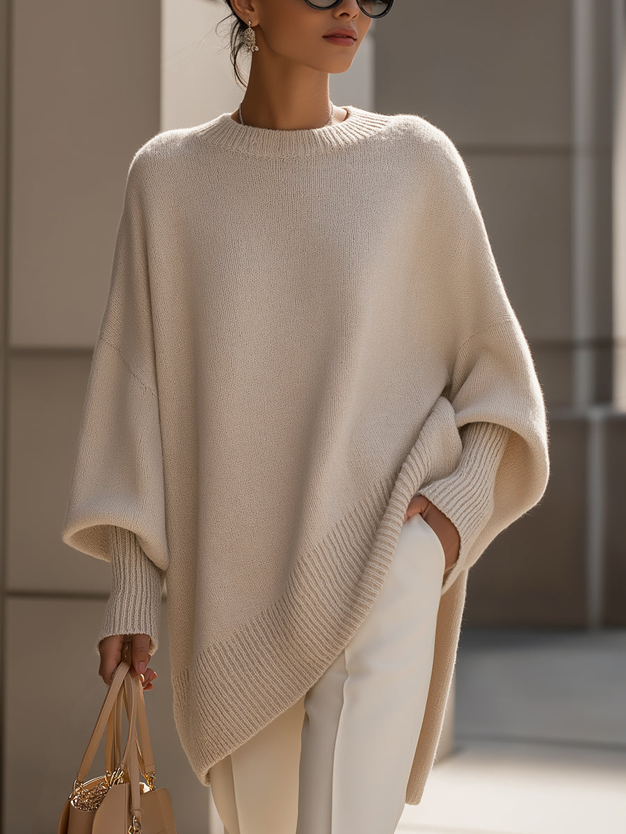 KROHN-E Damen Pullover weich Strick hell Relaxed