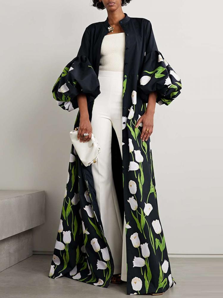 Krohn-e | Trenchcoat mit Floralem Muster