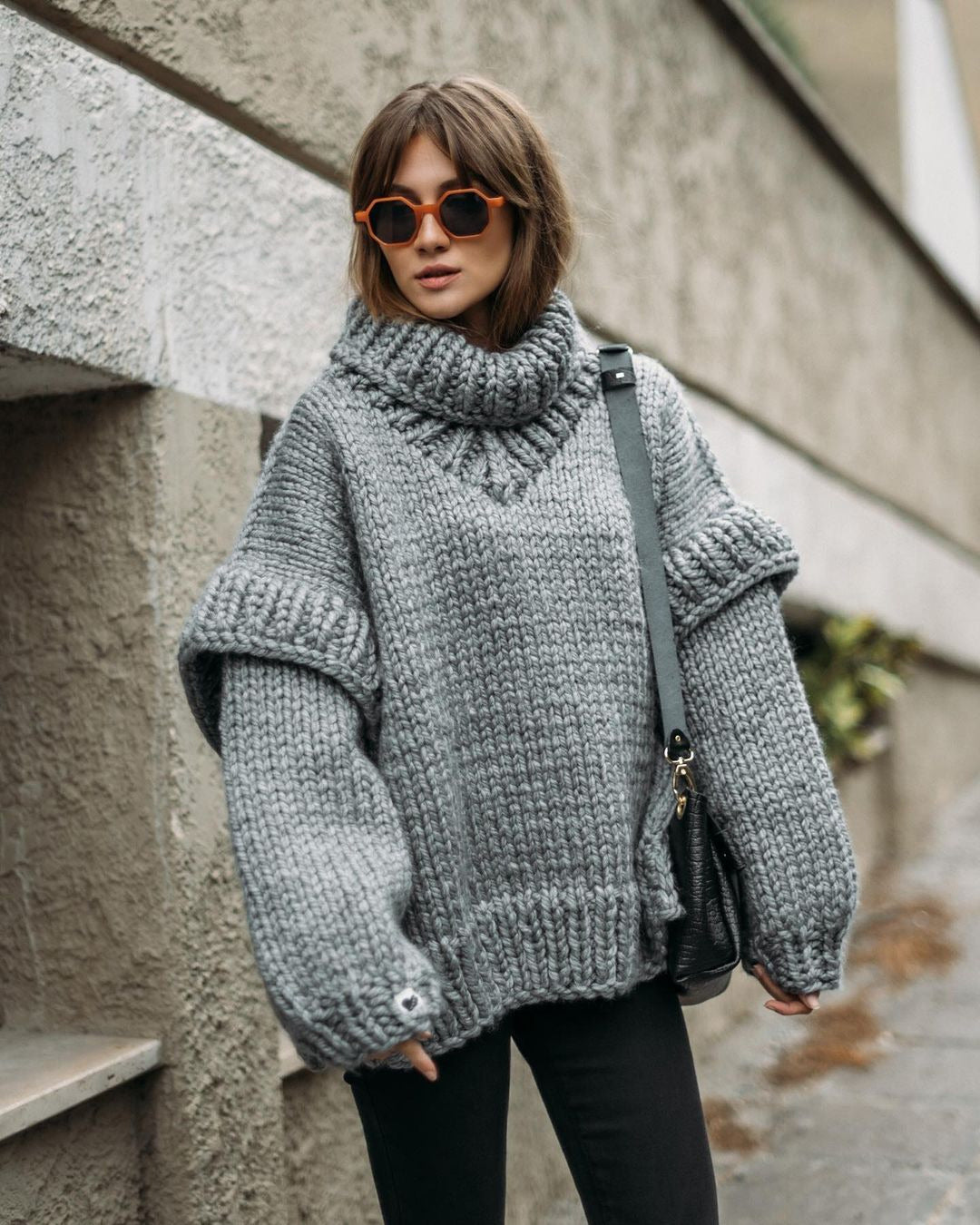 Krohn-e | Strick Oversize Rollkragenpullover für Damen