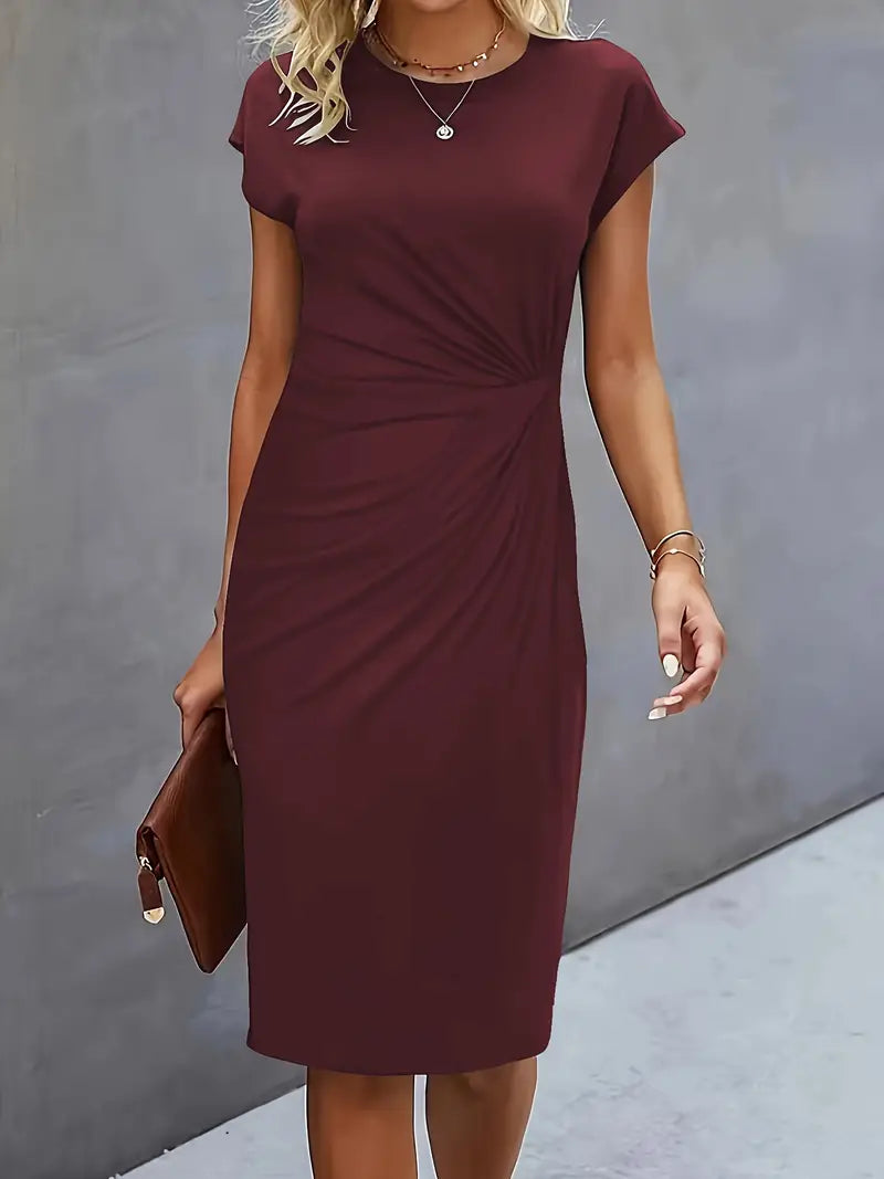 Nina | Damen Bodycon Kleid Kurzarm mit Twist-Detail