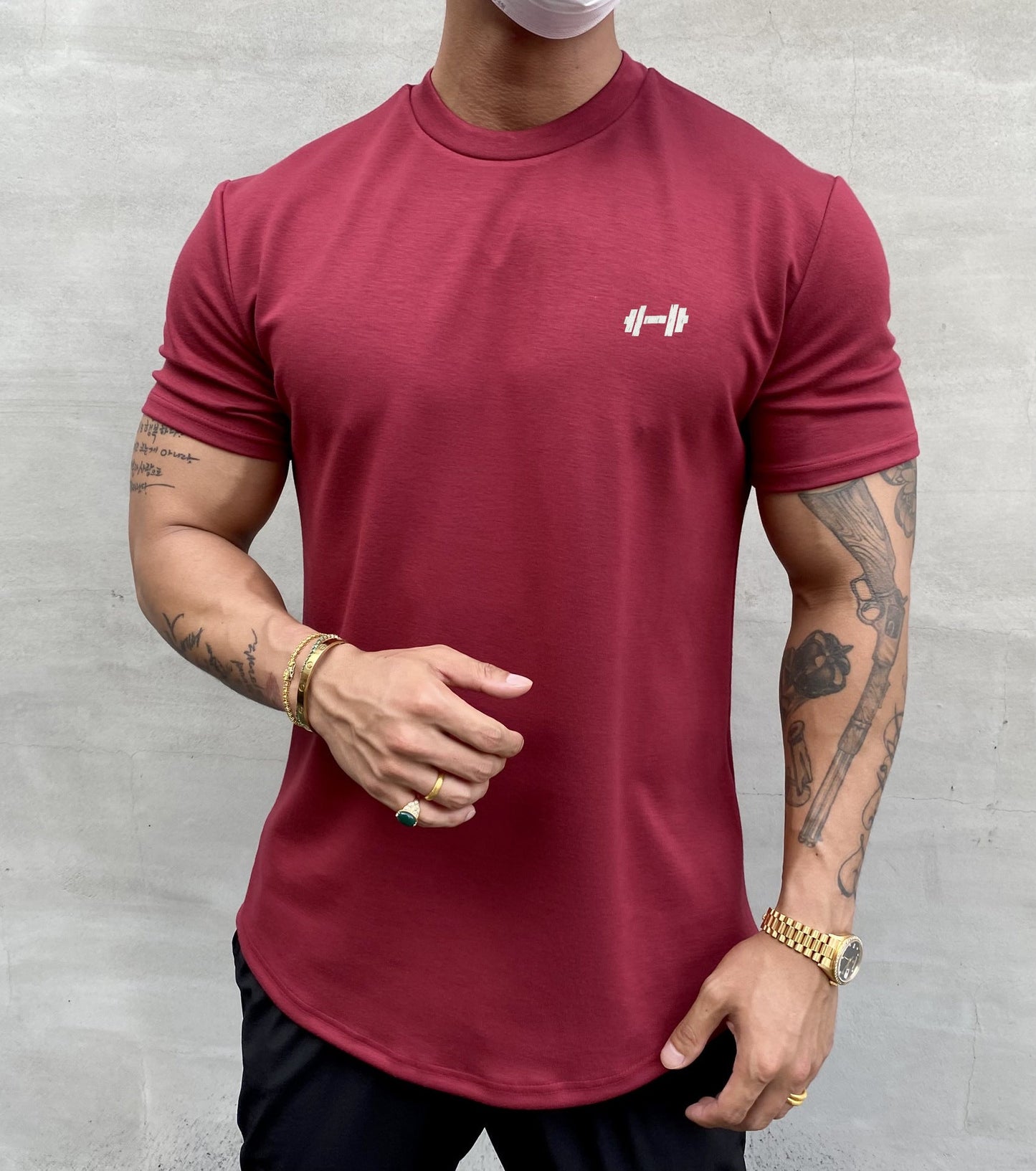 Fudus Slim Fit American Muscle Crew Neck Short Sleeve Shirt