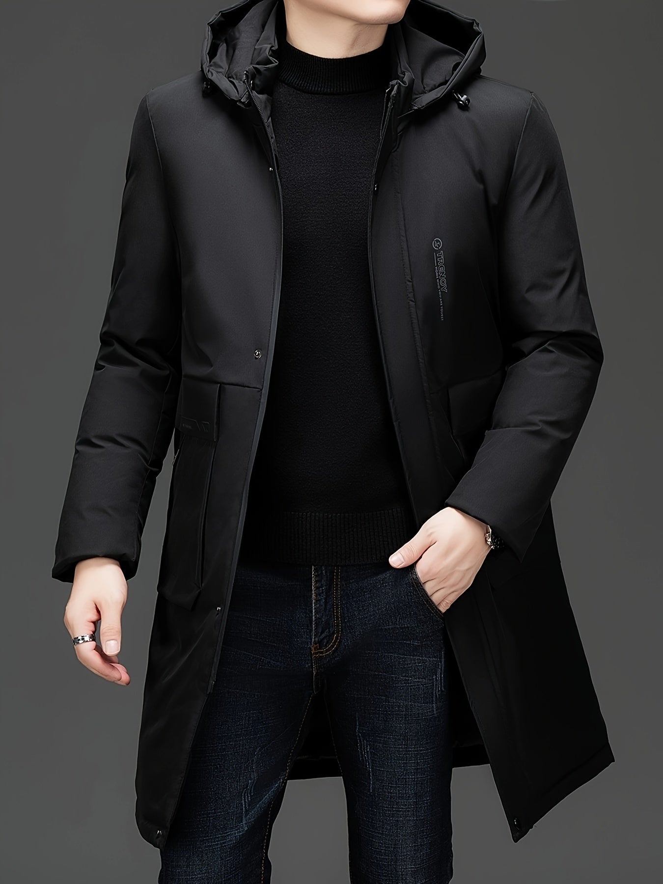 Krohn-e | Lange Winterjacke mit Kapuze Polyester Warm und Windabweisend