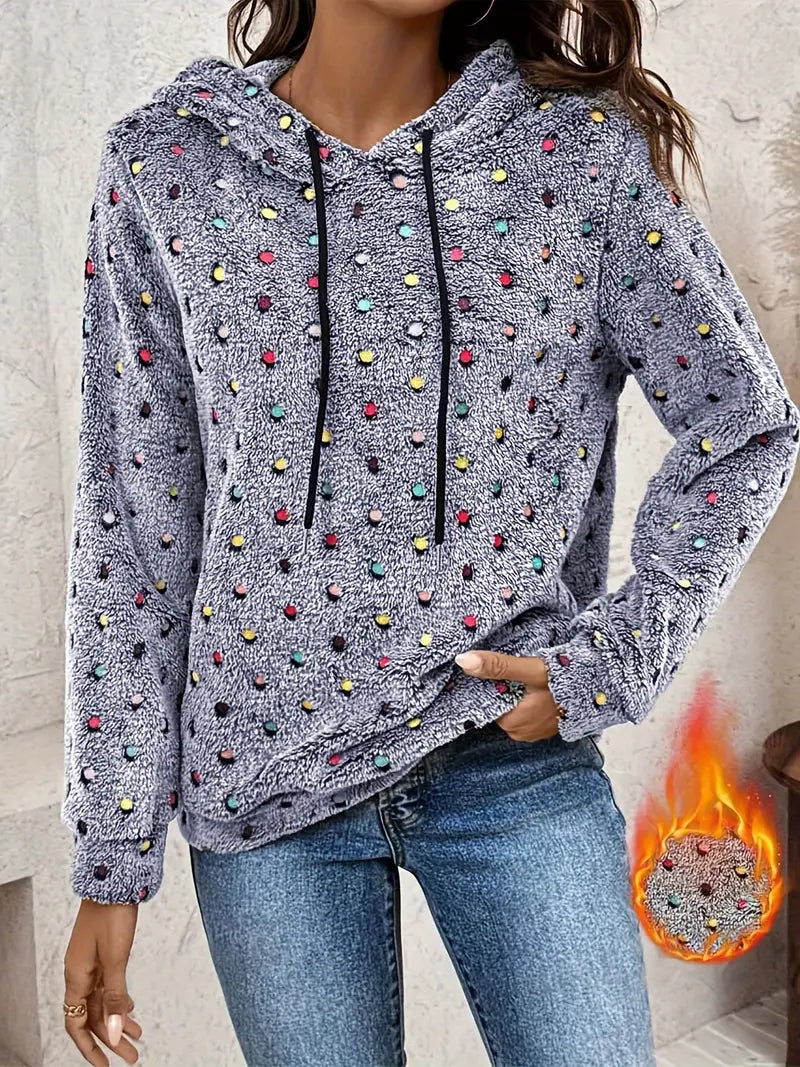 Gepunkteter Damen-Fleece Kapuzenpullover von Fudus