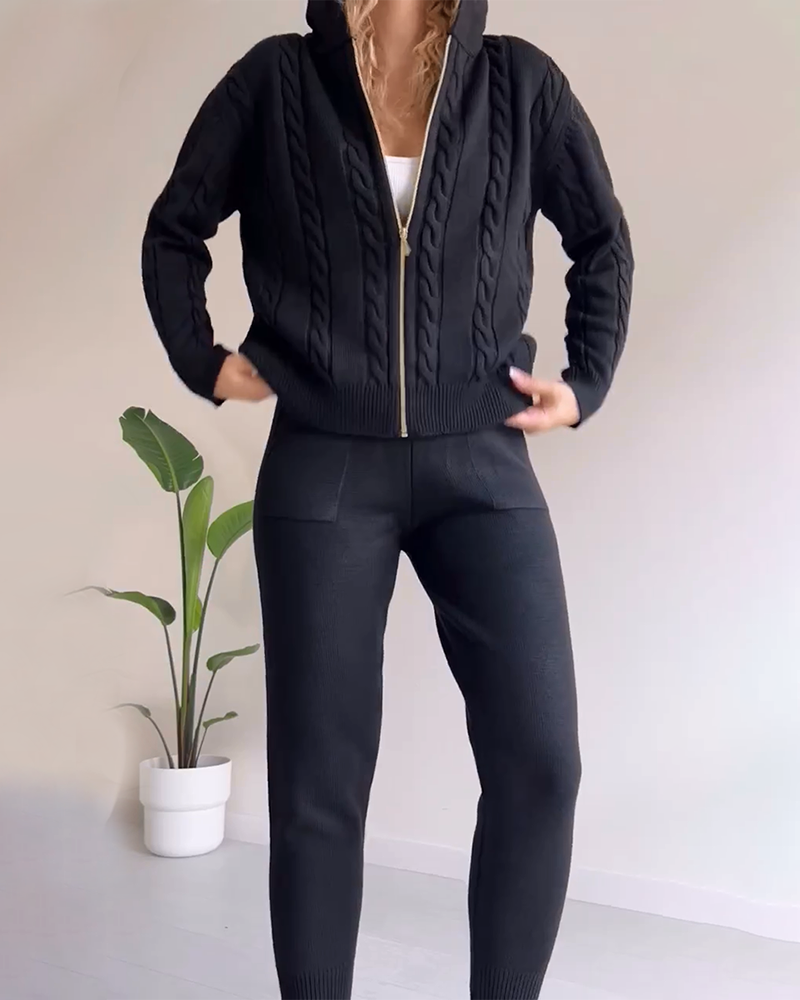 Krohn-e | Jacquard-Strickjacken-Set mit Twist-Design